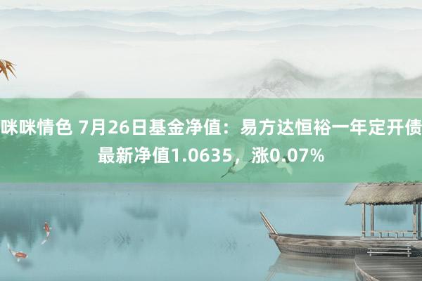 咪咪情色 7月26日基金净值：易方达恒裕一年定开债最新净值1.0635，涨0.07%