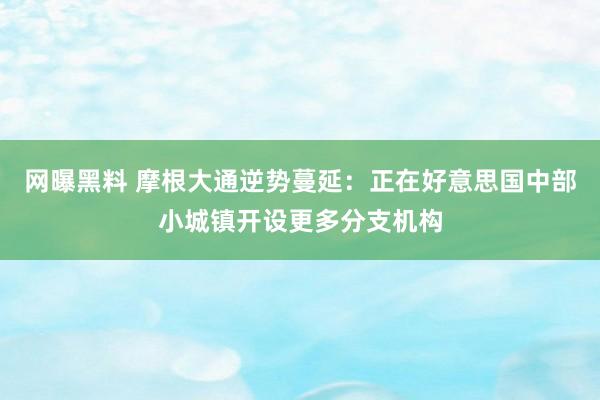 网曝黑料 摩根大通逆势蔓延：正在好意思国中部小城镇开设更多分支机构