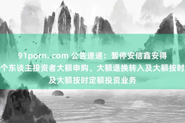 91porn. com 公告速递：暂停安信鑫安得利羼杂基金非个东谈主投资者大额申购、大额退换转入及大额按时定额投资业务